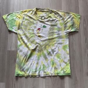 Vintage 80's Dr. Seuss Green Eggs & Ham Cartoon Yellow Tie Dye Tee Shirt Sz XL